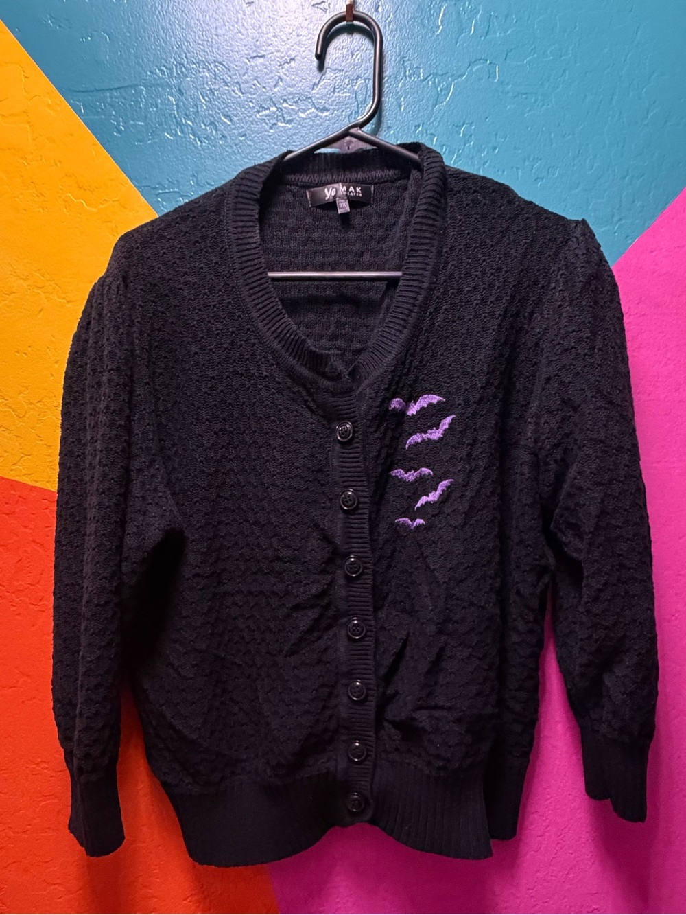 Embroidered Bat Button Up Cardigan
